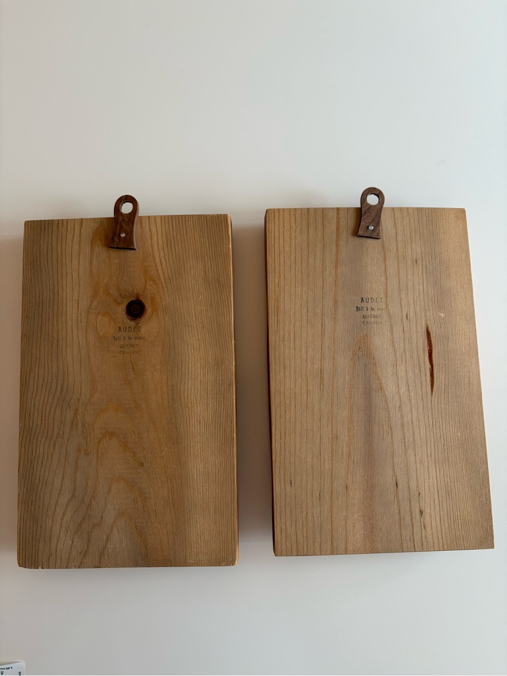 Signed R Audet Quebec Folk Art Wood Carving Pair MCM Rustic Wall Plaque Love - Picture 7 of 13